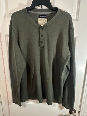 St. John's Bay Olive Green Super Soft Thermal Henley Long Sleeve Shirt XL